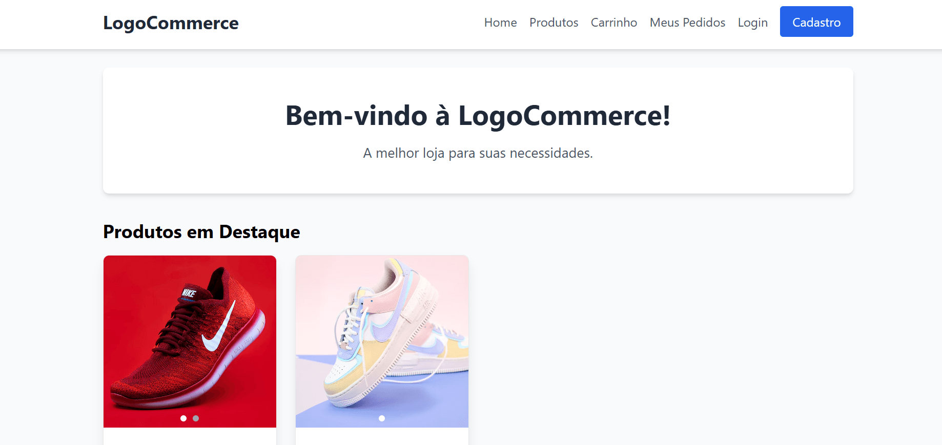 Screenshot do projeto Loja Online